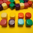 Üres, színes dobókockacsomag, 16 mm X 8 különböző szín - írható, felmatricázható felületű