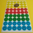 Matricakészlet - mosolygós arcok / smiley-k, 15 mm, vegyes színek, 54 db/ív