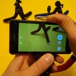 Telefontartó tripod miniállvány „polip" hajlítható lábakkal, tartókerettel - kék (több színben, bleutooth elsütő is kapható hozzá)