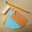 Szókártya – fém kulcskarikára fűzve – 20 db üres lyukasztott lap – teaching vocabulary – pasztellkék 