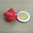 Méret: 22 mm - tízoldalú kocka ezresekkel számozva - számoláshoz - műveletekhez - matematika- és idegen nyelvi órán - piros