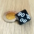 Méret: 22 mm - Tízoldalú kocka tízesekkel számozva (00 – 10 – ... – 80 – 90) - számoláshoz - műveletekhez - matematika- és idegen nyelvi órán - fekete