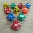 Színválaszték - piros - tízoldalú kocka tízesekkel számozva - számoláshoz - műveletekhez - matematika- és idegen nyelvi órán