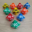 Színválaszték - zöld - tízoldalú kocka tízesekkel számozva - számoláshoz - műveletekhez - matematika- és idegen nyelvi órán