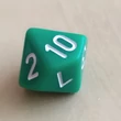Színválaszték - Tízoldalú kocka játékos feladatokhoz - 1-10-ig számozva - zöld