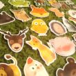 Állatos matrica – szarvas; csibe; bagoly, béka; tyúk; malac – Animal sticker set