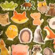 Állatos matrica – süni; teknős; panda; barna medve – Animal sticker set
