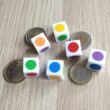 Colorful dice with difereent dots on each face – Size: 16 mm – for teaching purposes