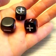 Dobókocka számolásos játékokhoz  – Összeadás - kivonás - két üres lap – Dice with maths symbols and two blank faces - fekete