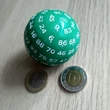 Zöld százoldalú dobókoca – Sorsoláshoz és tanórai játékos feladatokhoz – Green 100-faced dice for teaching