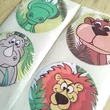 Stickers with the following african animals: elephant – giraffe – hippopotamus – lion – rhinoceros – crocodile – zebra – monkey