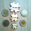 Üres kirakósdarab puzzle-ink három méretben kaphatóak: 16 mm – 23mm – 31mm