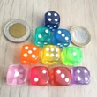 Különböző színű dobókockák egy csomagban – Tízféle szín – Different transparent colors dice pack