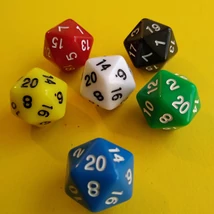 Húszoldalú ikozaéder „kocka" lapszámozva 1-20-ig, kék egyszínű - letölthető órai feladatötletekkel; egyéb színekben is! (1 db)