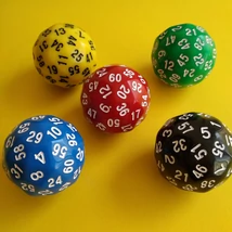 Hatvanoldalú, nagyméretű (38 mm) „dobókocka” lapszámozva 1-60-ig, több színben, feladatötletekkel! - piros