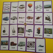 Angol tematikus szókártycsomag — transportation, 22+1 db-os