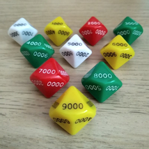 Tízoldalú kocka ezresekkel számozva - számoláshoz - műveletekhez - matematika- és idegen nyelvi órán - sárga - színválaszték