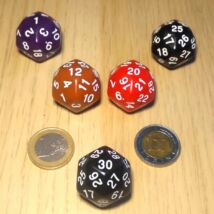 Harmincoldalú dobókocka készleten több színben – Lapszámozott dobóockák – RPG DnD dice – fekete