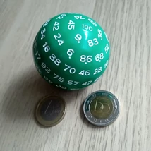 Zöld százoldalú dobókoca – Sorsoláshoz és tanórai játékos feladatokhoz – Green 100-faced dice for teaching