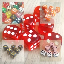 18 mm-es hagyományos dobókockák 1-től 6-ig pöttyözve – Társasjátékokhoz és tanórai játékos feladatokhoz – Classic dot dice