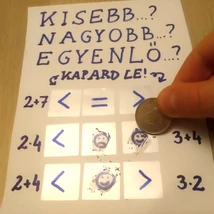 Egyenlőtlenségek gyakorlása házilag – Scratch off sticker labels – Lekaparható matrica – Kisebb - nagyobb - egyenlő a tízes számkörben