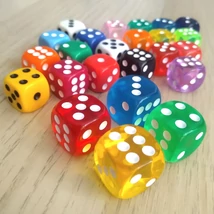 Hagyományos dobókockák 1-től 6-ig pöttyözve – Áttetsző kockacsomag – Transparent dice set