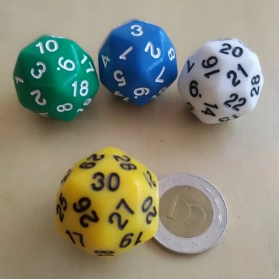 Harmincoldalú dobókocka készleten több színben – Lapszámozott dobóockák – RPG DnD dice – sárga