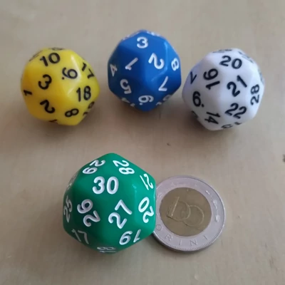 Harmincoldalú dobókocka készleten több színben – Lapszámozott dobóockák – RPG DnD dice – zöld