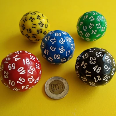 Hatvanoldalú, nagyméretű (38 mm) „dobókocka” lapszámozva 1-60-ig, több színben, feladatötletekkel! - kék