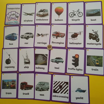 Angol tematikus szókártycsomag — transportation, 22+1 db-os