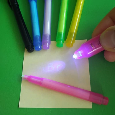 UV-tintás filctoll lámpával - „láthatatlan” titkosíráshoz, feladatötlet-adó videóval! - pink