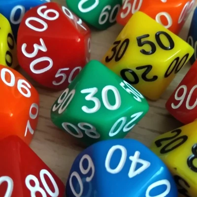 Tízoldalú kocka tízesekkel számozva - számoláshoz - műveletekhez - matematika- és idegen nyelvi órán - zöld - színválaszték
