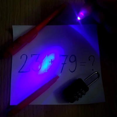 UV-tintás filctoll lámpával - „láthatatlan” titkosíráshoz, feladatötlet-adó videóval! - fekete